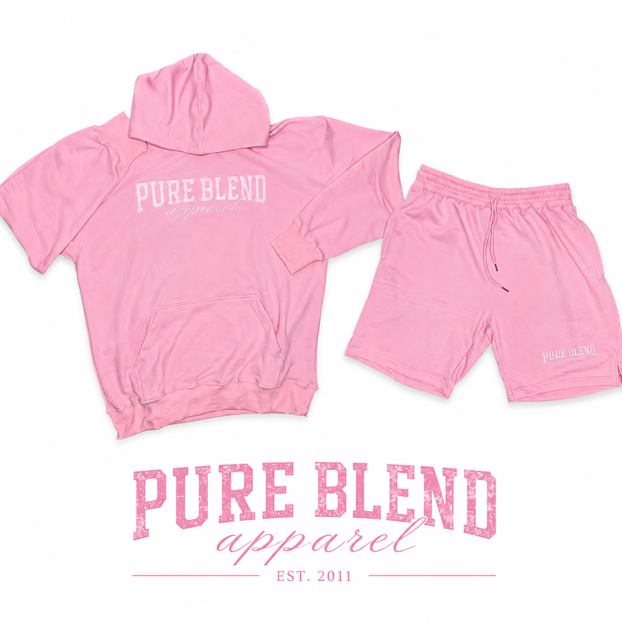 Pure Blend Summer Forecast Hooded Short Set – Cotton Candy Pink