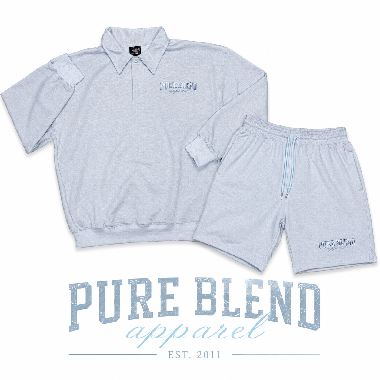 Pure Blend Summer Forecast Collegiate Short Set – Powder Blue