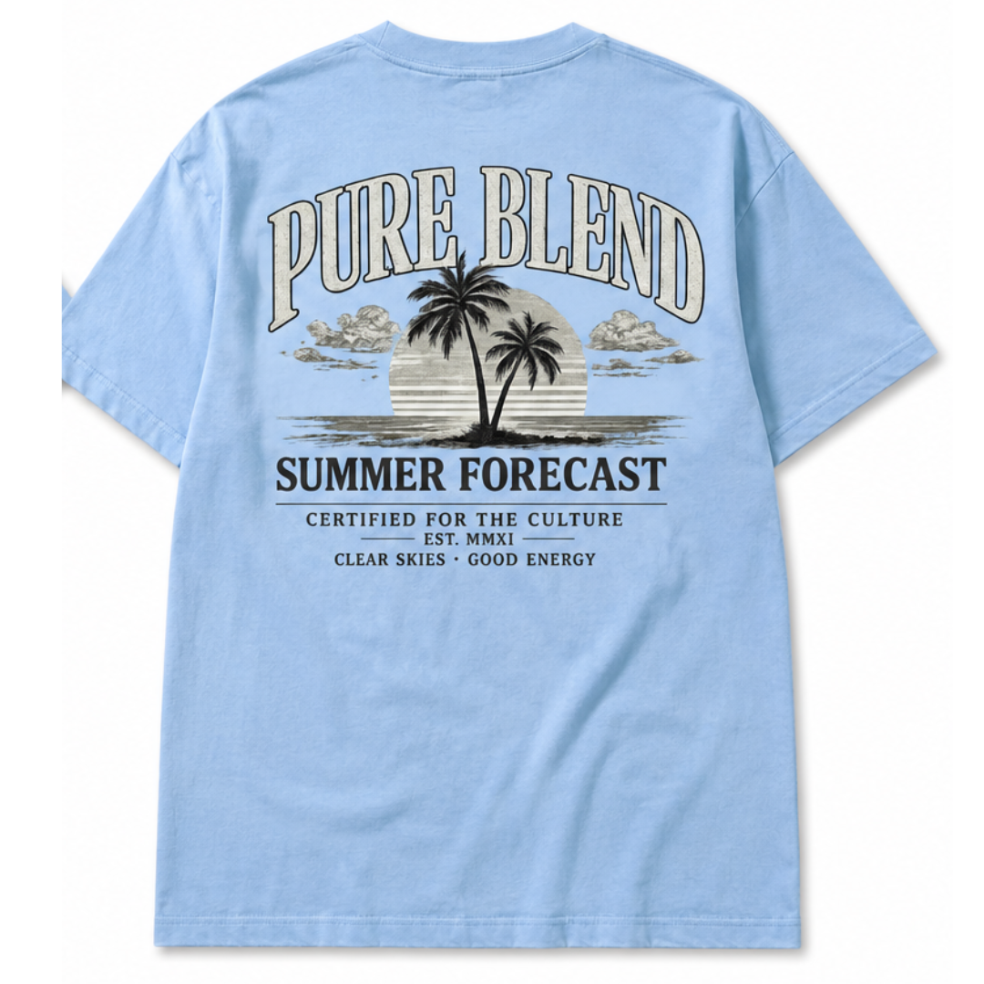 Pure Blend Summer Forecast Tee – Baby Blue Edition