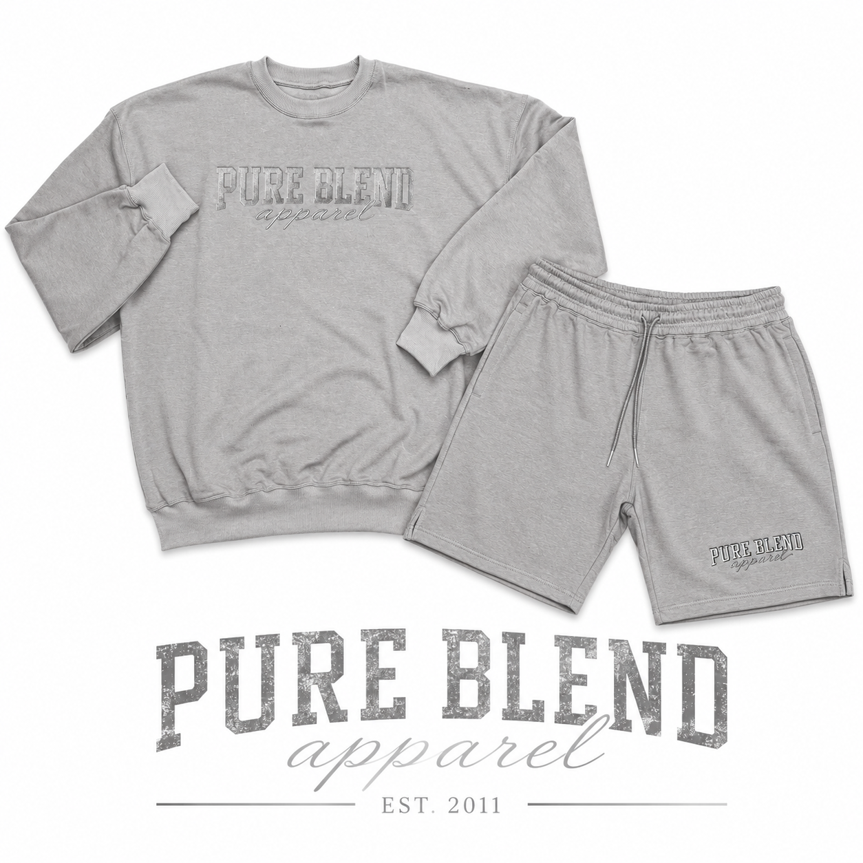 Pure Blend Summer Forecast French Terry Short Set – Metal Grey