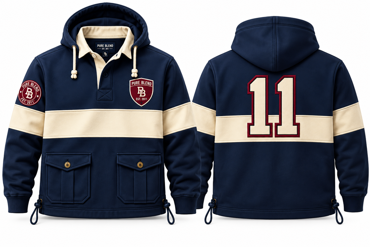 PURE BLEND LEGACY 11 HOODED RUGBY – NAVY/CREAM